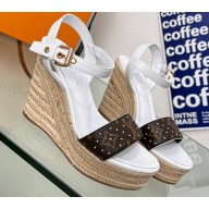Louis Vuitton Heel 10cm Wedge 6cm Starboard Sandals in Patent Monogram canvas White 2023