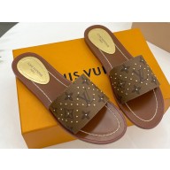 Louis Vuitton Studs Lock It Flat Mules Brown 2023
