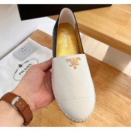 Prada Nappa Leather Espadrilles White/Black 2023