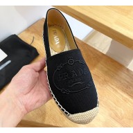 Prada Hemp Espadrilles Fabric Black 2023
