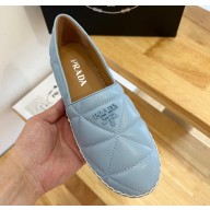 Prada Quilted Nappa Leather Espadrilles Blue 2023