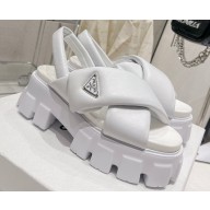 Prada Monolith padded nappa leather sandals White 2023