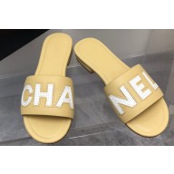 Chanel Leather CHA NEL Mules Apricot 2023