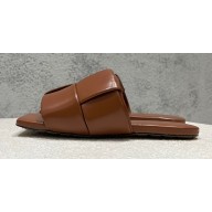 Bottega Veneta Padded Intreccio leather Patch Flat Mules Coffee 2023