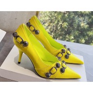 Balenciaga Heel 9cm Cagole Pumps in Arena lambskin Yellow 2023
