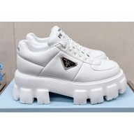 Prada Soft padded nappa leather lace-up loafers White 2023