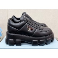 Prada Soft padded nappa leather lace-up loafers Black 2023