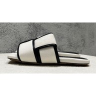 Bottega Veneta Padded Intreccio leather Patch Flat Mules Canvas White/Black 2023