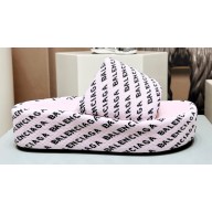 Balenciaga all-over logo-print platform slides Sandals Pink 2023