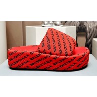 Balenciaga all-over logo-print platform slides Sandals Red 2023