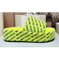 Balenciaga all-over logo-print platform slides Sandals Yellow 2023