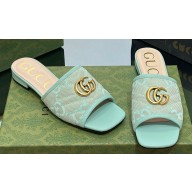 Gucci GG embroidered Slide Sandals Canvas Green With Double G 2023