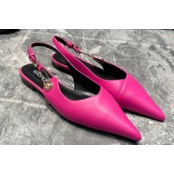 Versace Leather Safety Pin Slingback Flats Fuchsia 2023