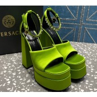 Versace Heel 15.5cm Satin Medusa Aevitas Platform Sandals Grass Green 2023