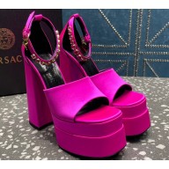 Versace Heel 15.5cm Satin Medusa Aevitas Platform Sandals Fuchsia 2023