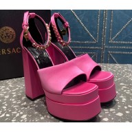 Versace Heel 15.5cm Satin Medusa Aevitas Platform Sandals Pink 2023