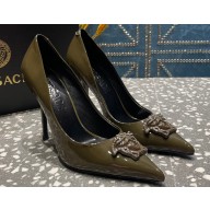 Versace Heel 9.5cm La Medusa Pumps Patent Olive Green 2023