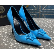 Versace Heel 9.5cm La Medusa Pumps Patent Blue 2023