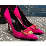 Versace Heel 9.5cm Brooch Baguette Pumps Patent Fuchsia 2023