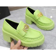 Versace Heel 8cm Medusa Biggie Loafers Green 2023