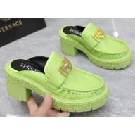Versace Heel 8cm Medusa Biggie Loafers Mules Green 2023