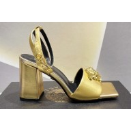 Versace Heel 9cm La Medusa Leather Sandals Gold 2023