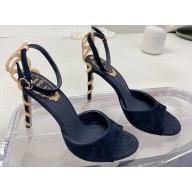 Rene Caovilla Heel 9.5cm Morgana crystal Sandals Suede Black