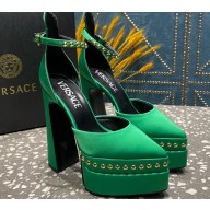 Versace Heel 15.5cm Platform 5.5cm Aevitas Pointy stud Pumps Satin Green 2023