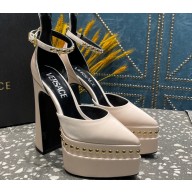 Versace Heel 15.5cm Platform 5.5cm Aevitas Pointy stud Pumps Satin Beige 2023