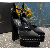 Versace Heel 15.5cm Platform 5.5cm Aevitas Pointy stud Pumps Satin Black 2023
