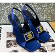 Versace Heel 10.5cm Medusa Crystal Sandals Satin Blue 2023