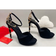 Rene Caovilla Heel 12cm Morgana crystal platform Sandals Suede Black