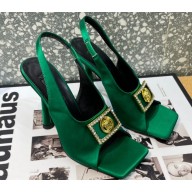 Versace Heel 10.5cm Medusa Crystal Sandals Satin Green 2023