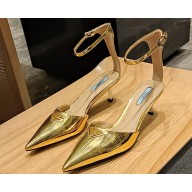 Prada Heel 4.5cm Triangle-logo Pumps Gold 2023