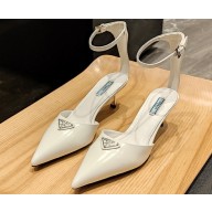 Prada Heel 4.5cm Triangle-logo Pumps White 2023