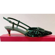 Valentino Crystal VLogo Signature Sequin slingback pumps 05 2023