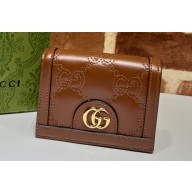 Gucci GG Matelassé card case wallet ‎723786 Brown 2023