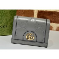 Gucci GG Matelassé card case wallet ‎723786 Gray 2023