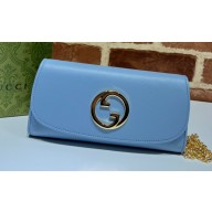 Gucci Blondie continental chain wallet 725215 in Leather Light Blue 2023