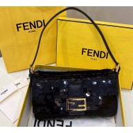 Fendi sequin and leather Iconic Baguette 1997 medium bag Black 2023