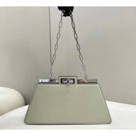 Fendi leather Peekaboo Cut Medium bag Light Green 2023