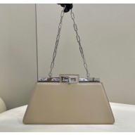 Fendi leather Peekaboo Cut Medium bag Beige 2023