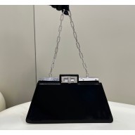 Fendi leather Peekaboo Cut Medium bag Black 2023