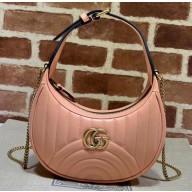 Gucci GG Marmont half-moon-shaped mini bag ‎699514 Peach 2023