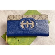 Gucci Long Zip Wallet with cut-out Interlocking G 701423 Blue 2023