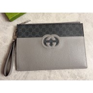 Gucci Pouch Bag with cut-out Interlocking G 723320 Gray 2023