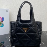 Padded Medium nappa-leather tote bag with topstitching 1BG450 Black 2023