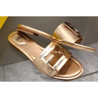 Fendi Baguette leather slides Pink Gold 2023