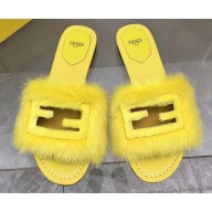 Fendi Baguette mink slides Yellow 2023