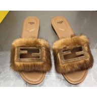 Fendi Baguette mink slides Brown 2023